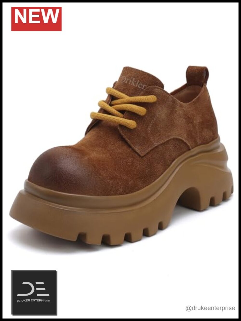 Women's Leather Platform Oxfords Lace-Up Slip-Resistant Dressy Walking Shoes